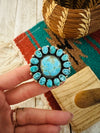 Navajo Turquoise & Sterling Silver Cluster Ring Size 7.25 by Ben Yellowhorse