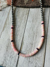 Navajo Sterling Silver Pearl, Queen Pink Conch & Spiny Beaded 30” Necklace