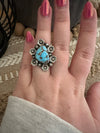 Beautiful Handmade Golden Hills Turquoise And Sterling Silver Adjustable Ring