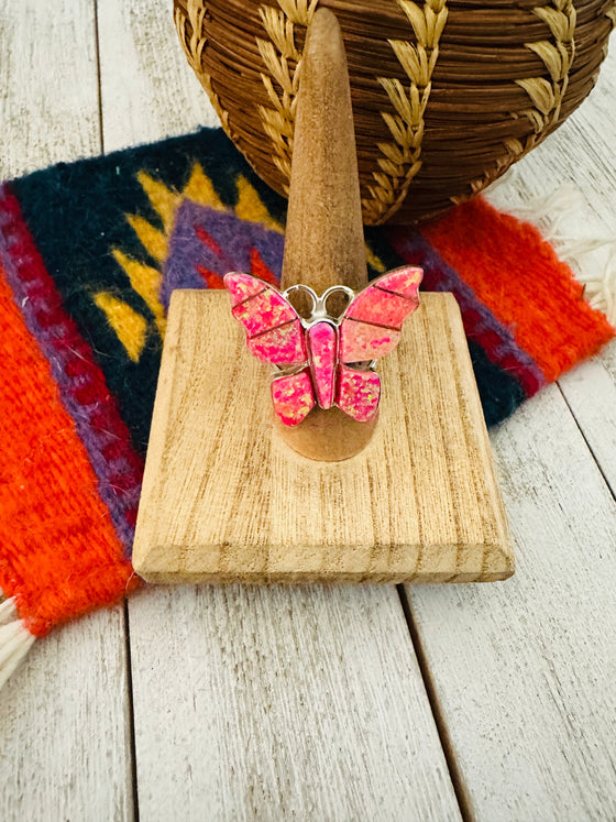 Navajo Sterling Silver & Pink Opal Butterfly Ring