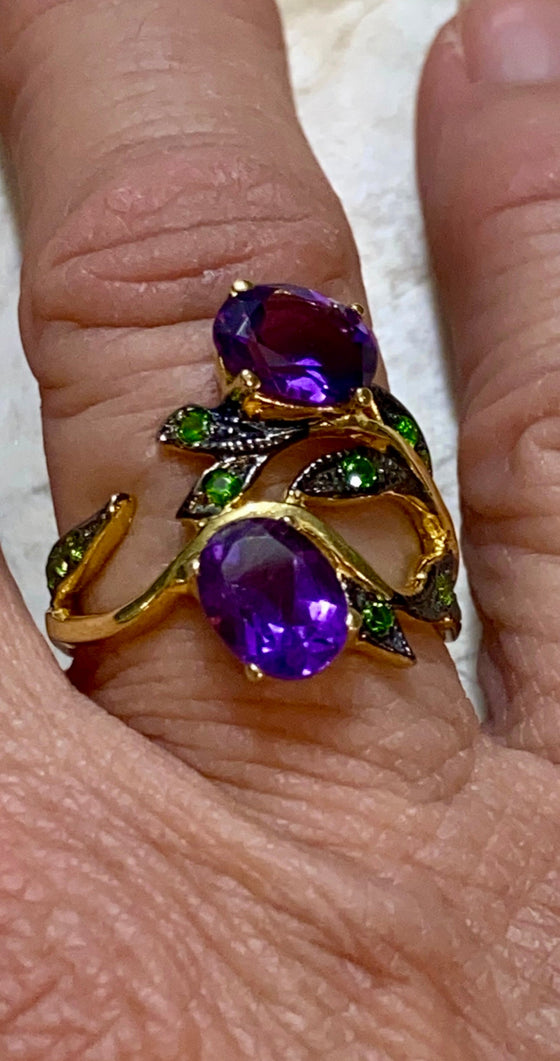 Amethyst Tsavorite Ring 6.5