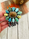 Navajo Multi Turquoise & Sterling Silver Pearl Beaded Stretch Bracelet