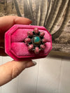 Handmade Rhodonite, Turquoise & Sterling Silver Adjustable Ring Signed Nizhoni