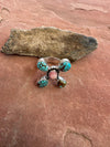 Beautiful Handmade Number 8 Turquoise, Pink Conch And Sterling Silver Adjustable Ring