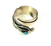 Navajo Sterling Silver & Turquoise Adjustable Feather Ring