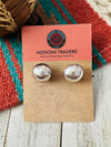 Navajo Sterling Silver Pearl Stud Earrings 14mm