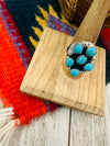 Navajo Turquoise & Sterling Silver Cluster Cigar Band Ring