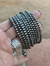 Navajo Sterling Silver Pearl Beaded Wrap Bracelet