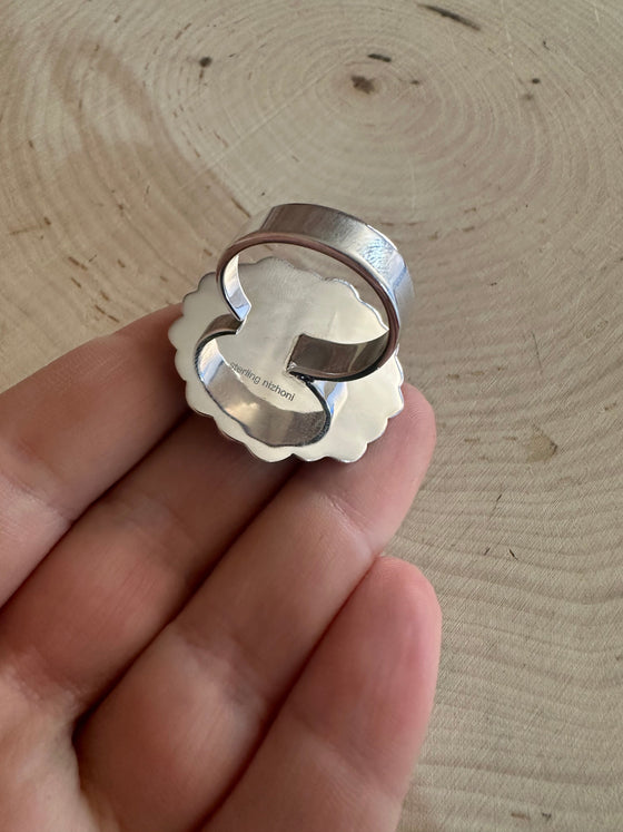 Handmade Adjustable Mother of Pearl & Sterling Silver Ring