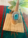 Navajo Kingman Turquoise & Sterling Silver Ring Size 7 Signed