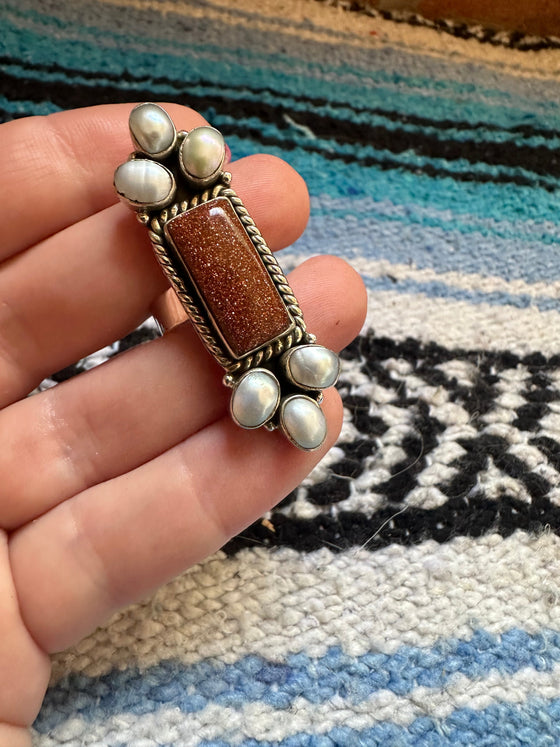 Beautiful Handmade Multi Stone And Sterling Silver Adjustable Cluster Ring