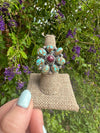 Beautiful Handmade Number 8 Turquoise, Purple Spiny And Sterling Silver Adjustable Cluster Ring