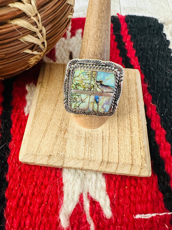 Navajo Opal & Sterling Silver Inlay Ring Size 8.5