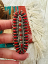 Zuni Coral & Sterling Silver Cluster Ring Size 7