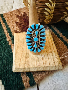  Zuni Turquoise & Sterling Silver Cluster Ring