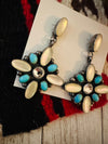 Navajo Mother of Pearl, Turquoise, CZ & Sterling Silver Dangle Earrings