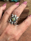 Handmade Sand Cast Royston Turquoise And Sterling Silver Adjustable Ring