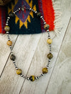 Navajo Sterling Silver Pearl & Bumblebee Beaded Necklace