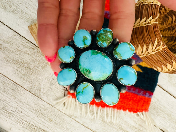 Navajo Sonoran Mountain Turquoise & Sterling Silver Ring Size 7.5