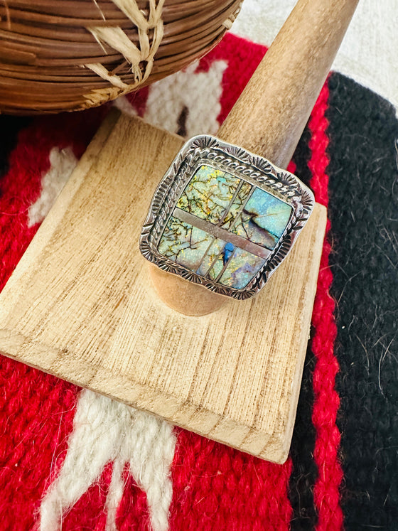 Navajo Opal & Sterling Silver Inlay Ring Size 8.5