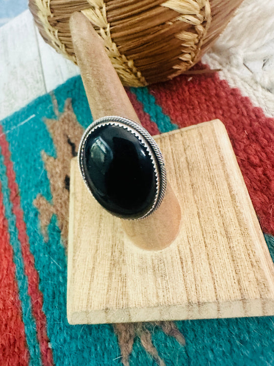 Navajo Black Onyx & Sterling Silver Ring