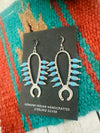 Navajo Sterling Silver & Turquoise Squash Blossom Earrings