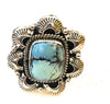 Handmade Golden Hills Turquoise & Sterling Silver Adjustable Ring Signed Nizhoni