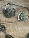 Charles Johnson Navajo Royston Turquoise & Sterling Silver Necklace, Bracelet and Ring Set Signed