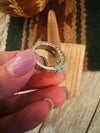 Navajo Turquoise, Coral, Lapis & Sterling Silver Inlay Ring Size 6