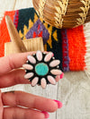 Navajo Sterling Silver, Queen Pink Conch Shell & Turquoise Cluster Ring