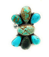 Navajo Multi Turquoise & Sterling Silver Adjustable Cluster Ring