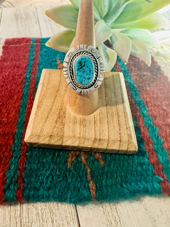 Navajo Kingman Turquoise & Sterling Silver Ring Size 7 Signed