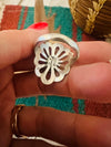 Navajo Sterling Silver & Orange Spiny Flower Ring