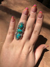 Beautiful Handmade Sonoran Turquoise And Sterling Silver Adjustable 3 Stone Ring