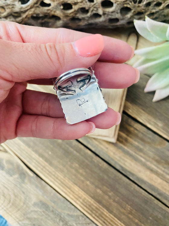 Navajo Sterling Silver & White Buffalo Snake Eye Ring