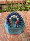 4TH OF JULY COLLECTION Handmade Coral, Lapis, Mother of Pearl Adjustable Naja Ring