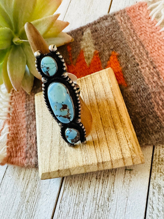 Navajo Golden Hills Turquoise & Sterling Silver Ring Size 6.5 by Kathleen Livingston