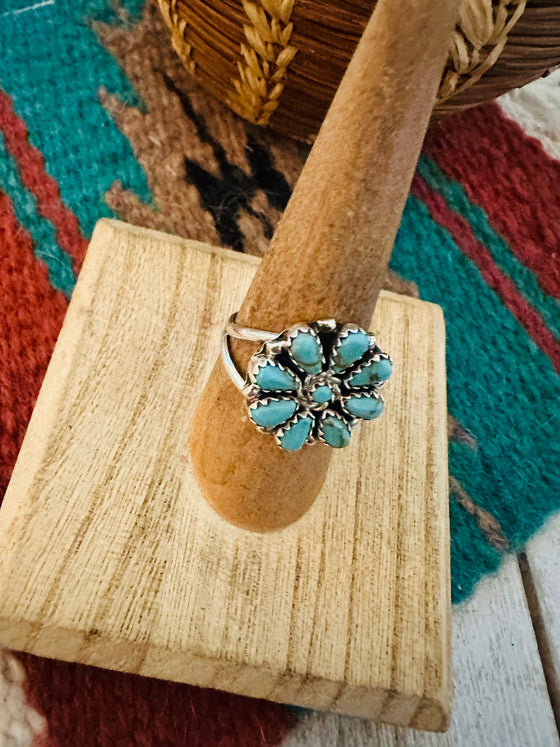 Navajo Turquoise & Sterling Silver Cluster Ring SMALL