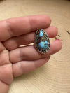 Handmade Golden Hills Turquoise & Sterling Silver Single Stone Adjustable Ring Signed Nizhoni