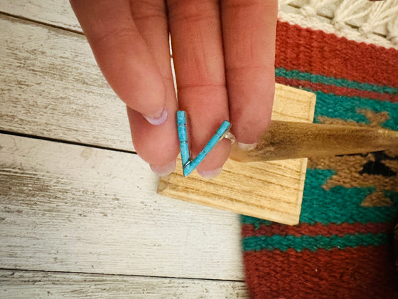 Zuni Sterling Silver & Turquoise V Ring