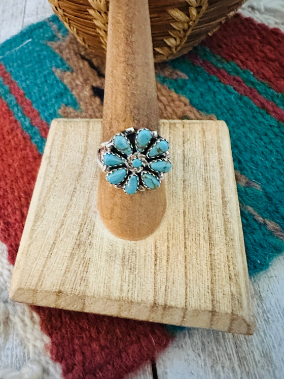 Navajo Turquoise & Sterling Silver Cluster Ring SMALL