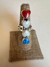 4TH OF JULY COLLECTION Handmade Red, White & Blue Fire Opal & Sterling Silver Adjustable Ring Signed Nizhoni