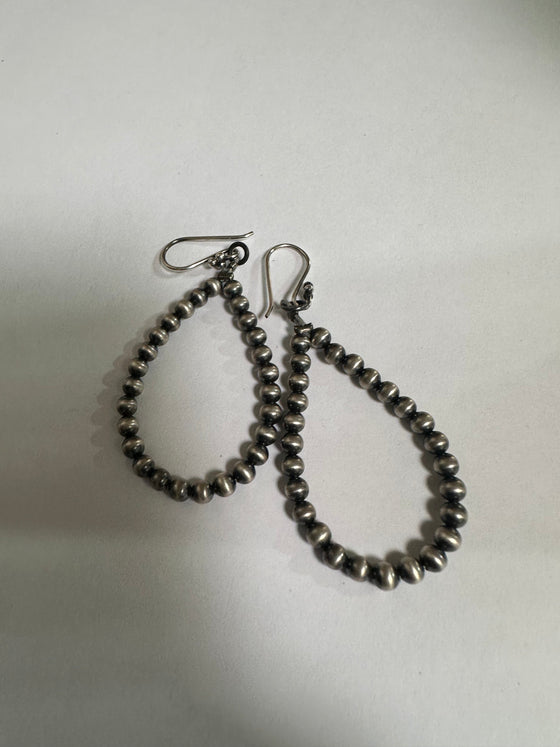 Nizhoni’s Handmade Sterling Silver 4mm Navajo Pearl Style Dangle Earrings