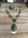 Charles Johnson Navajo Royston Turquoise & Sterling Silver Necklace, Bracelet and Ring Set Signed