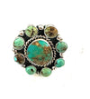 Navajo Sterling Silver & Royston Turquoise Cluster Adjustable Ring