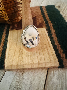  Navajo Sterling Silver And White Buffalo Ring Size 10