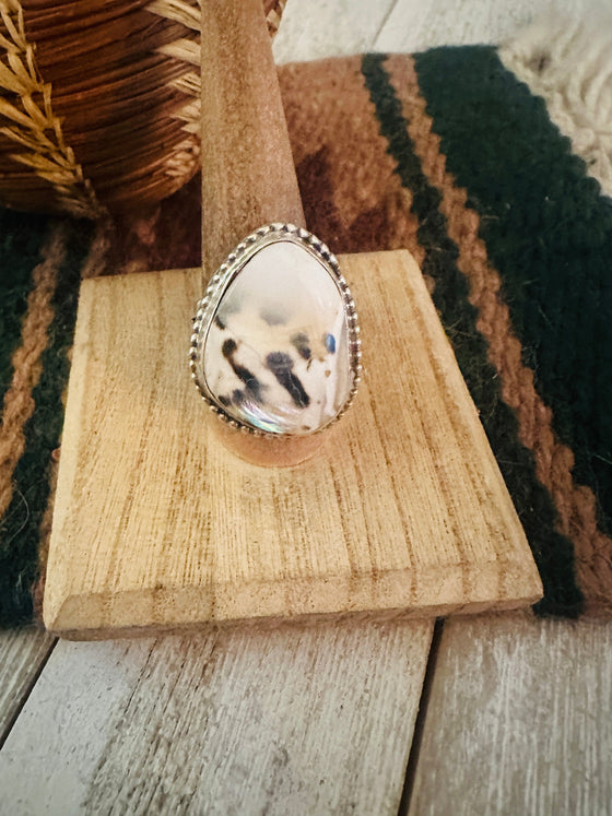 Navajo Sterling Silver And White Buffalo Ring Size 10