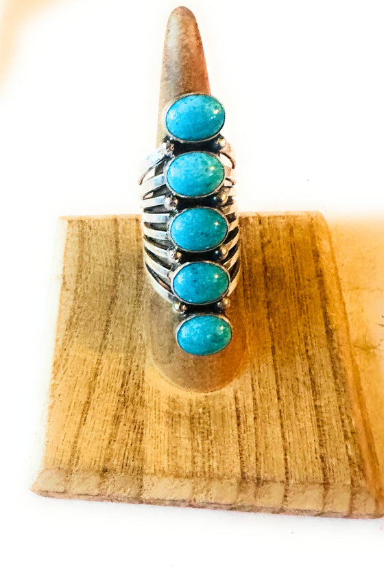 Navajo Turquoise & Sterling Silver Climber Ring