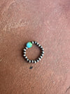 THE VENICE BAND Handmade Sterling Silver Navajo Pearl Style Sonoran Mountain Turquoise Beaded Stretch Ring