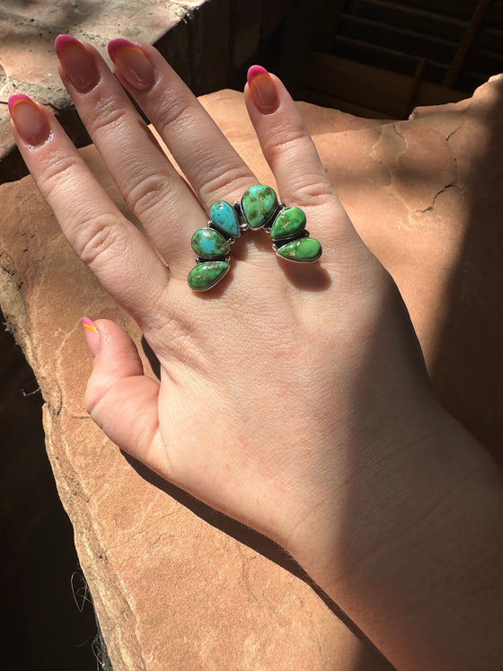 Handmade Sonoran Turquoise And Sterling Silver Adjustable 6 Stone Ring